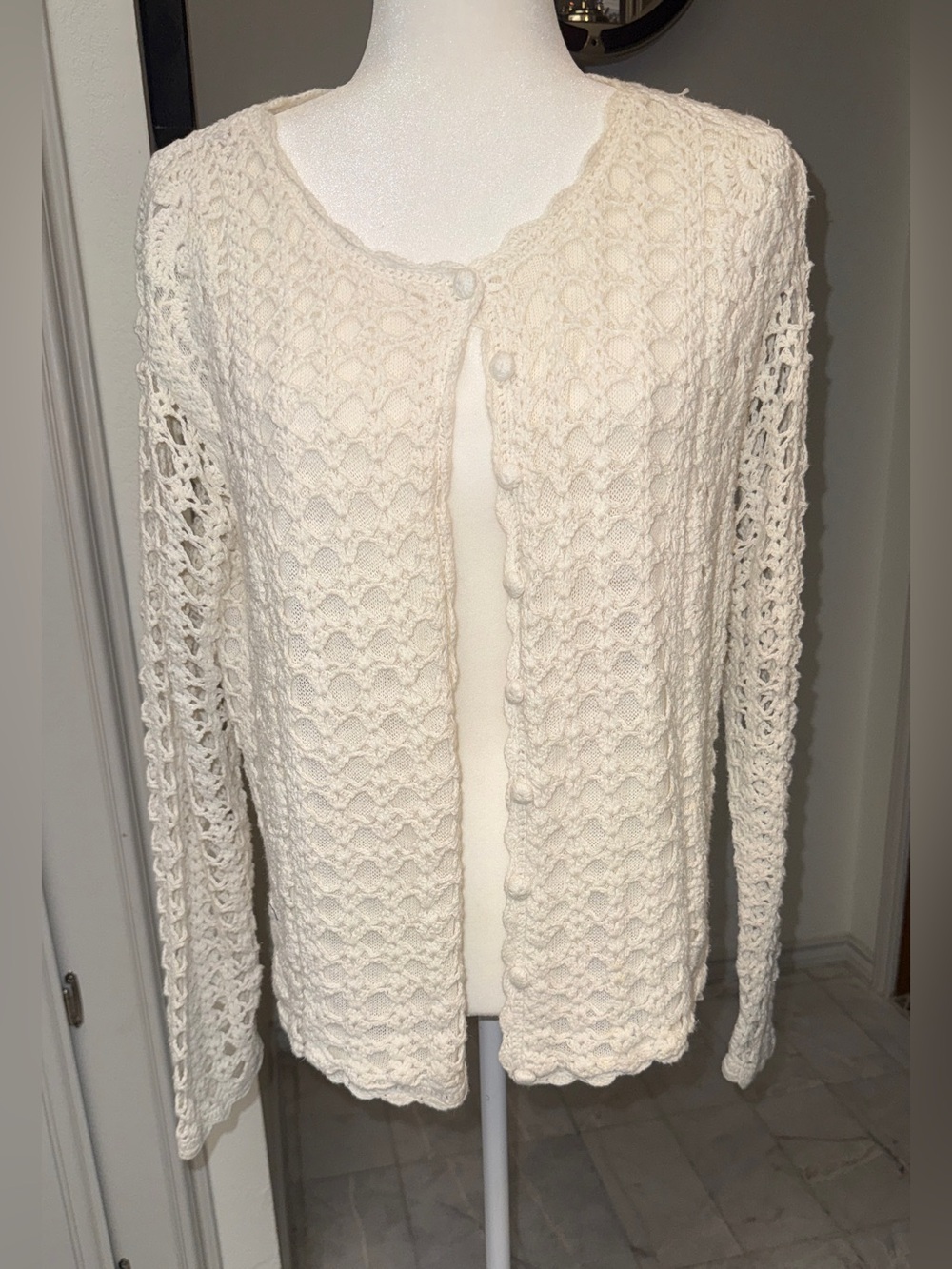 Bedford Fair White Cardigan Sweater Button Front sz. XLP NWOT